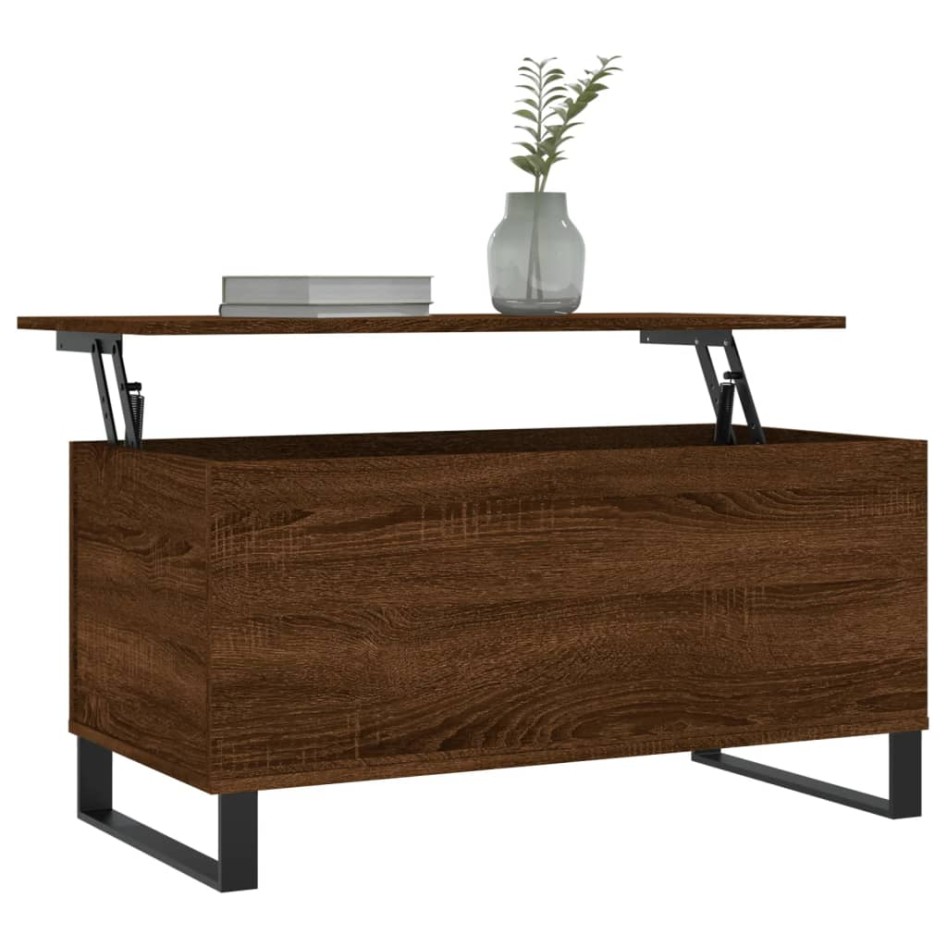 Mesa de centro madera contrachapada roble marrón 90x44,5x45