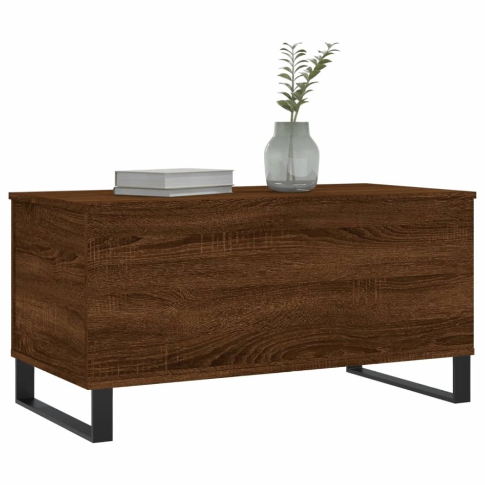 Mesa de centro madera contrachapada roble marrón 90x44,5x45