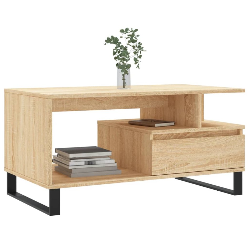 Mesa de centro madera contrachapada roble Sonoma 90x49x45