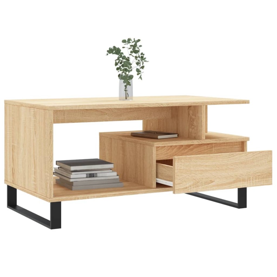 Mesa de centro madera contrachapada roble Sonoma 90x49x45
