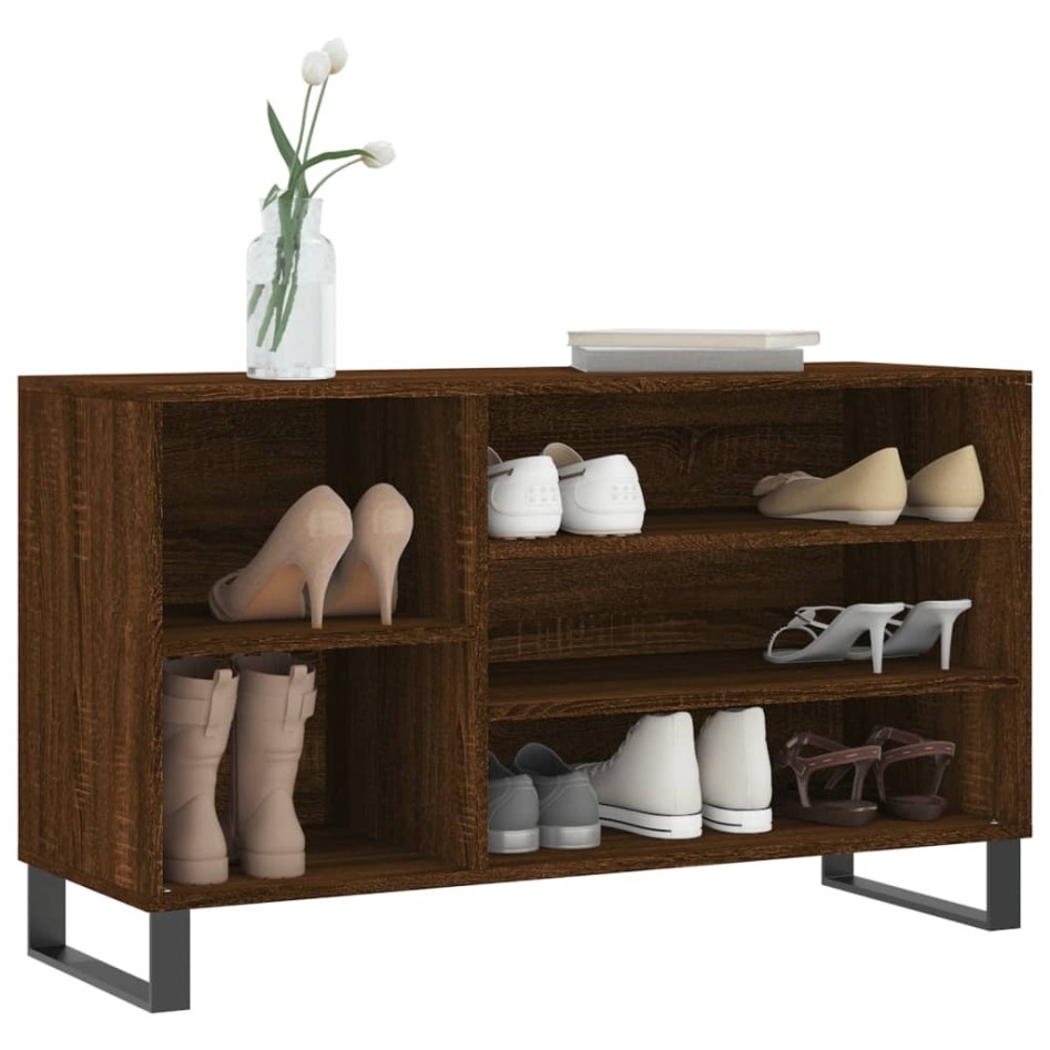 Mueble zapatero madera contrachapada roble marrón 102x36x60