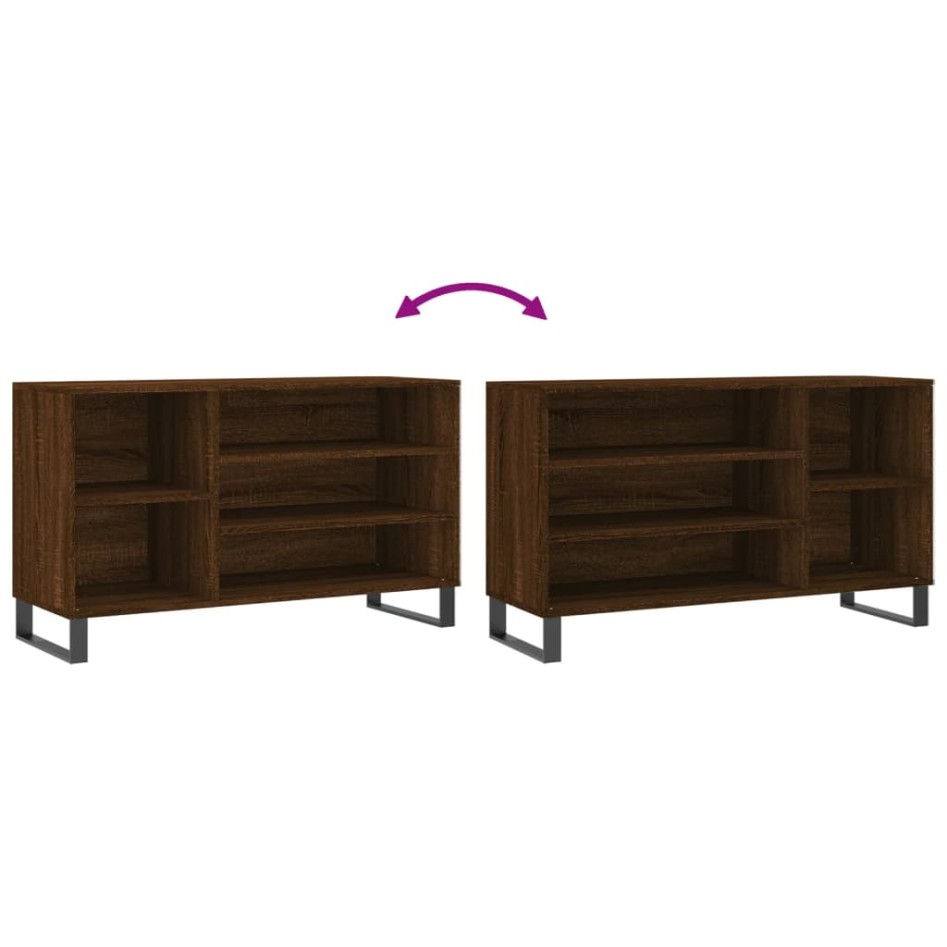 Mueble zapatero madera contrachapada roble marrón 102x36x60