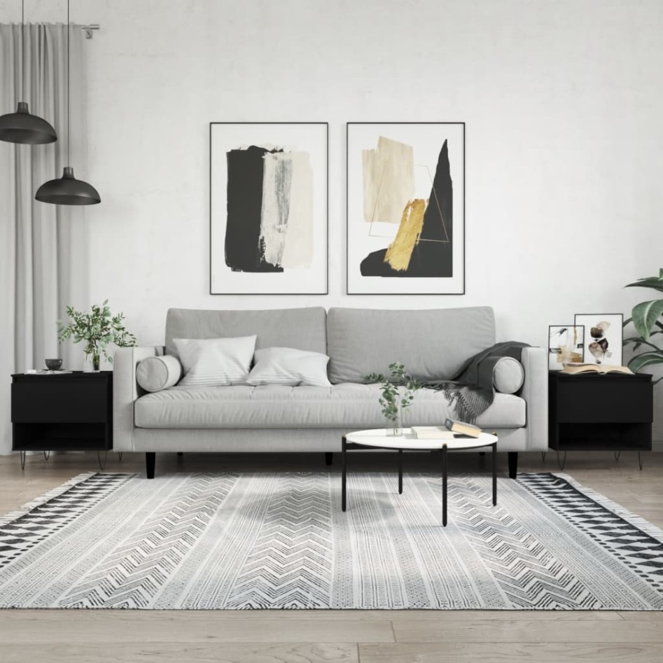 Mesas de centro 2 uds madera de ingeniería negro 50x46x50