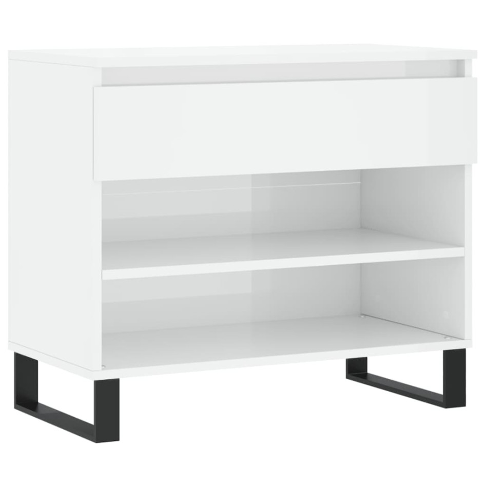 Mueble zapatero madera contrachapada blanco brillo 70x36x60