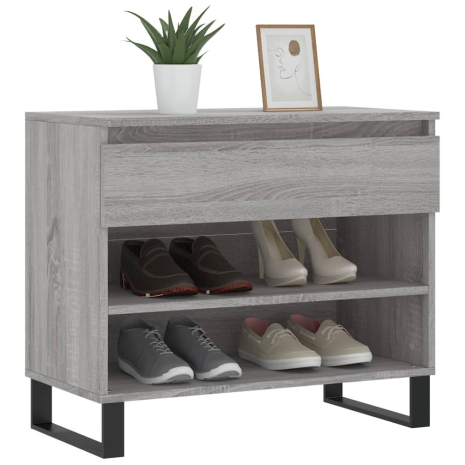 Mueble zapatero madera contrachapada gris Sonoma 70x36x60