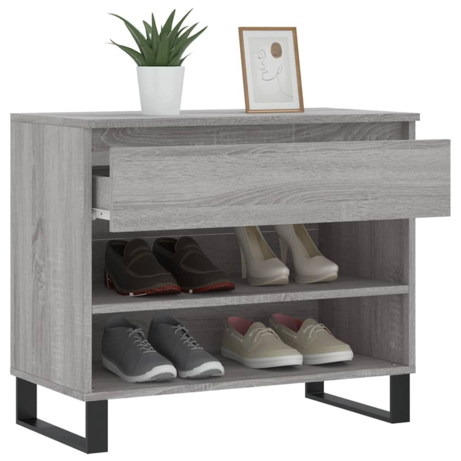 Mueble zapatero madera contrachapada gris Sonoma 70x36x60