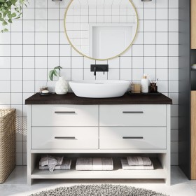 Encimera de baño madera tratada marrón oscuro 100x30x(2-6)