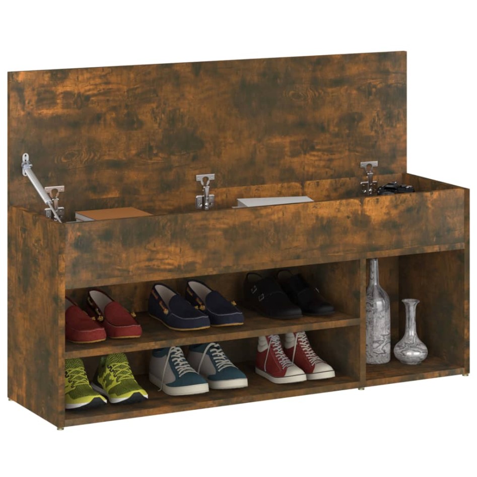 Banco zapatero madera contrachapada roble ahumado 105x30x45