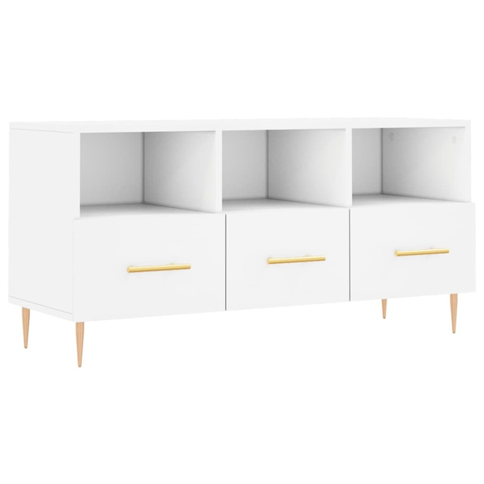 Mueble de TV madera de ingeniería blanco 102x36x50