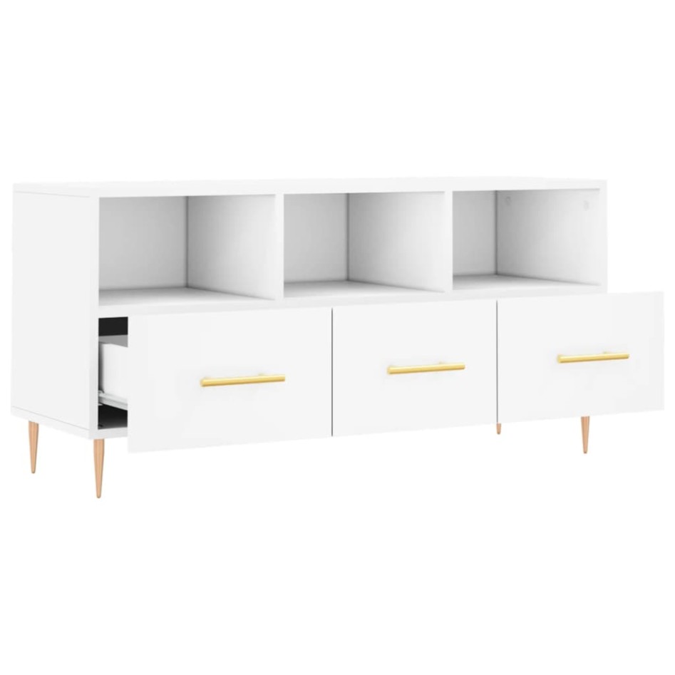 Mueble de TV madera de ingeniería blanco 102x36x50
