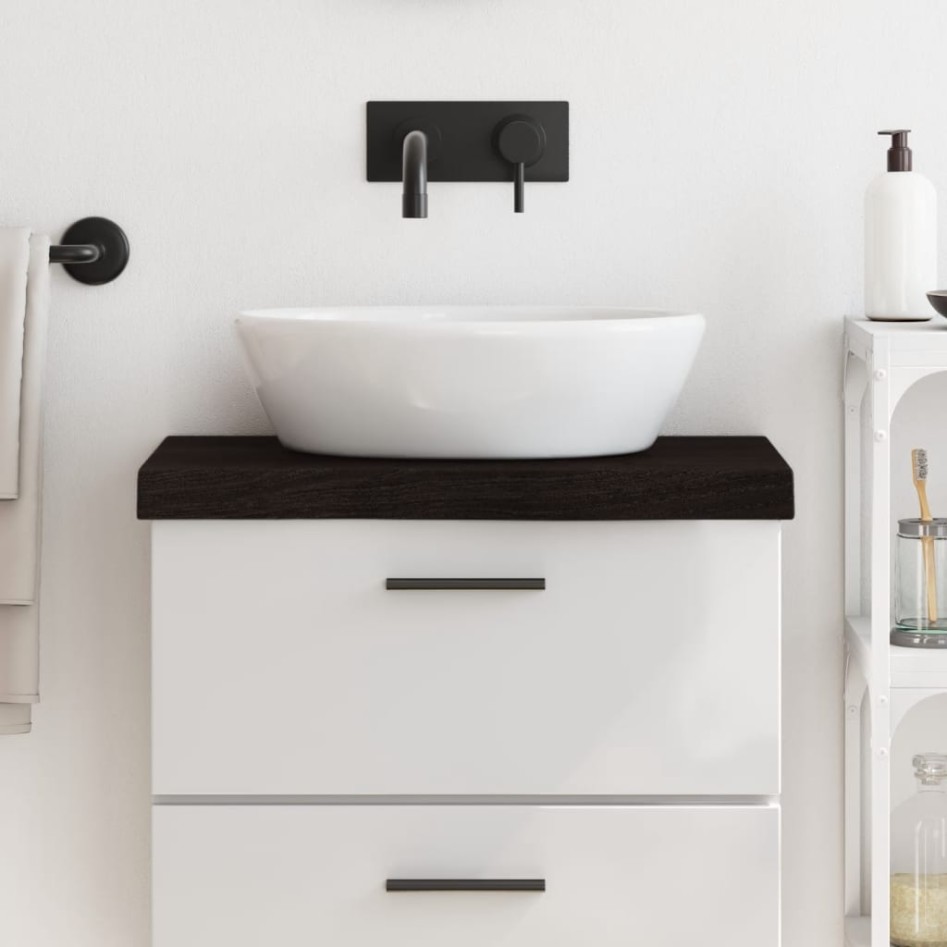 Encimera de baño madera tratada marrón oscuro 60x40x(2-6)