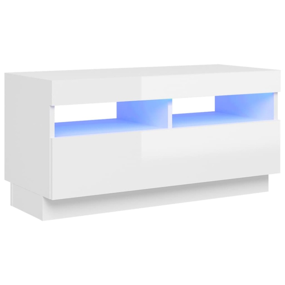 Mueble de TV con luces LED blanco brillante 80x35x40