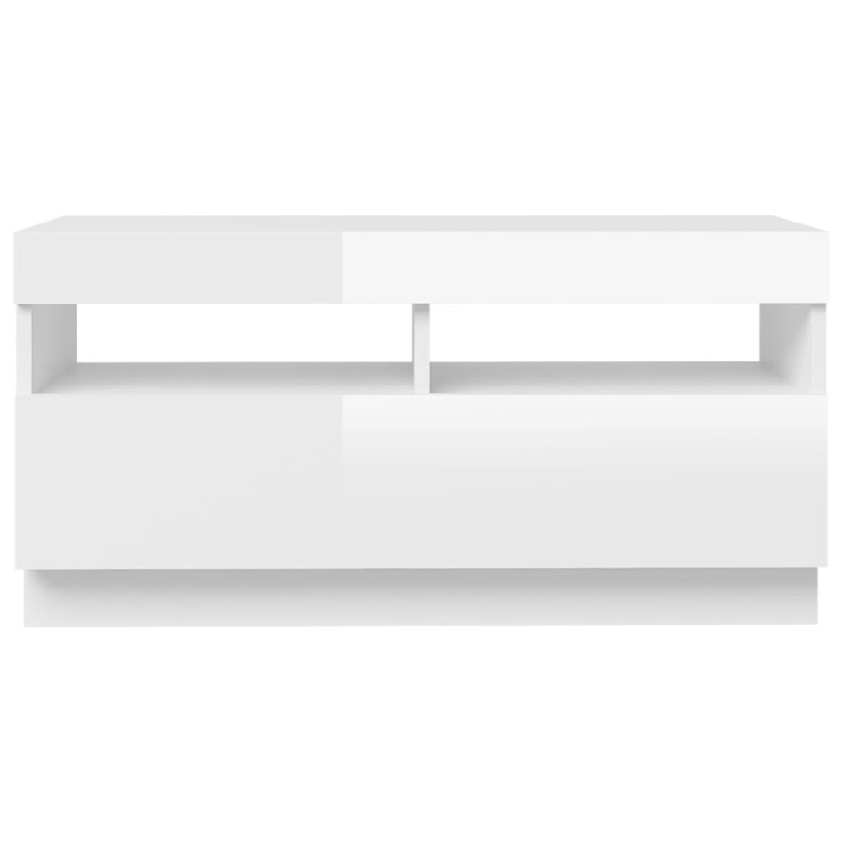 Mueble de TV con luces LED blanco brillante 80x35x40