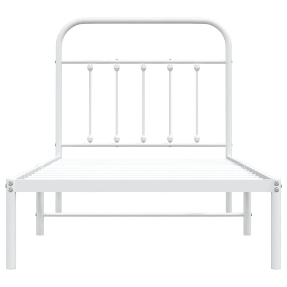 Estructura cama sin colchón con cabecero metal blanco 90x200