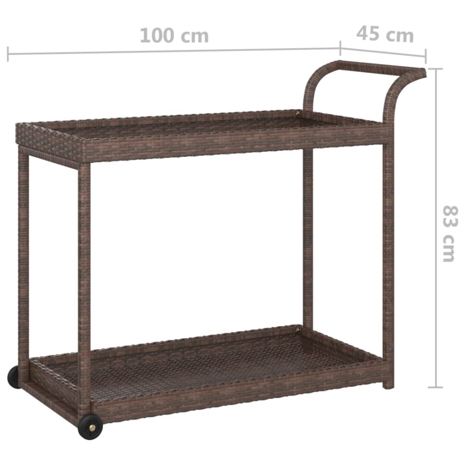 Carrito de bar ratán sintético marrón 100x45x83