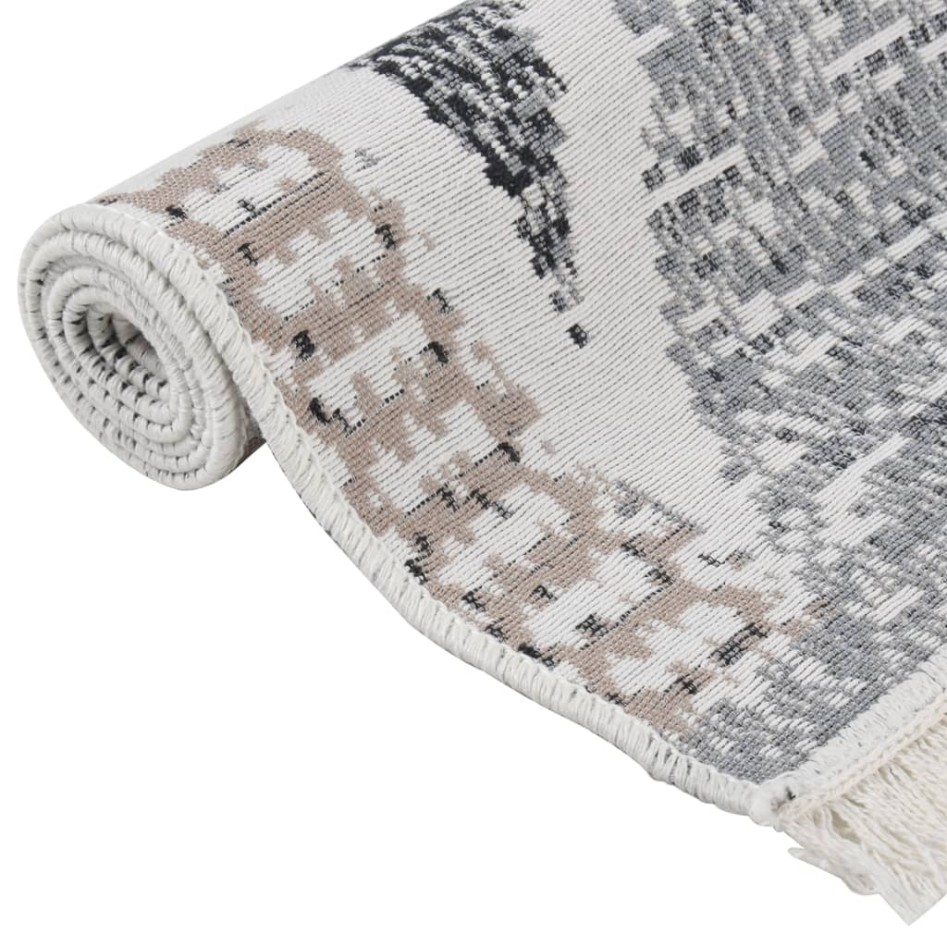 Alfombra de algodón negra y gris 160x230