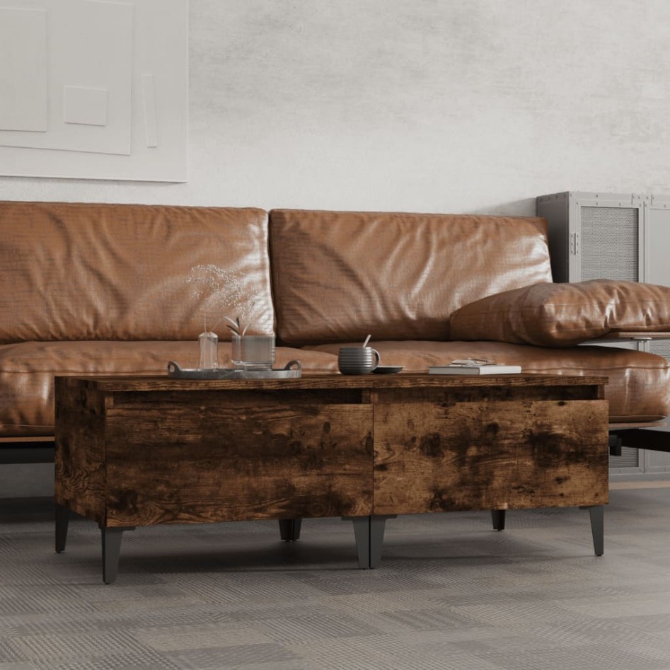 Mesas auxiliares 2 uds contrachapada roble ahumado 50x46x35