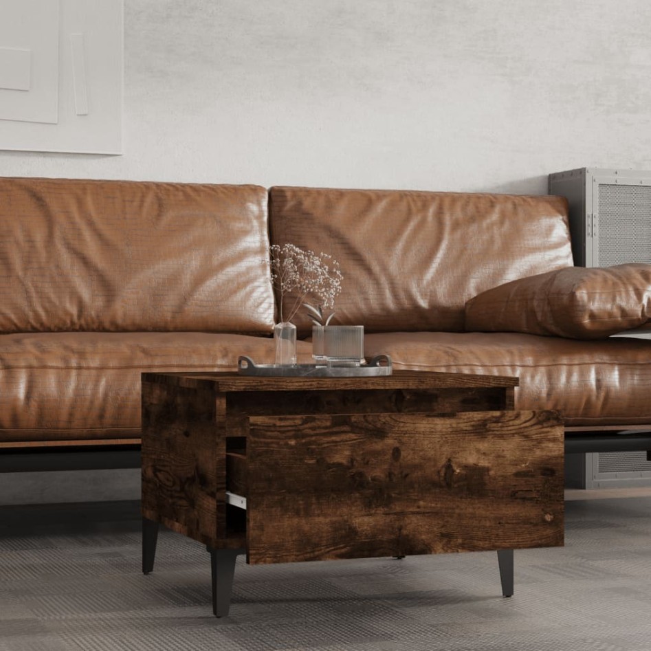 Mesas auxiliares 2 uds contrachapada roble ahumado 50x46x35