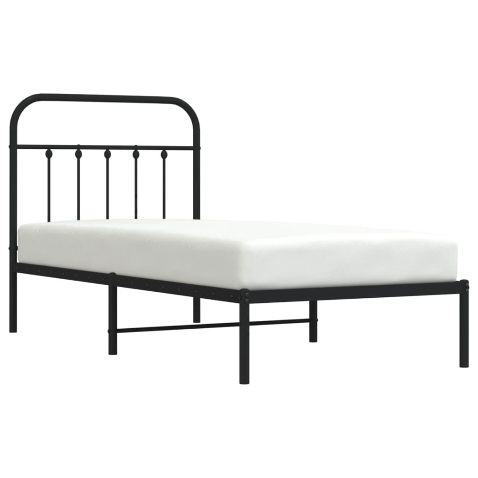 Estructura cama sin colchón con cabecero metal negro 90x190
