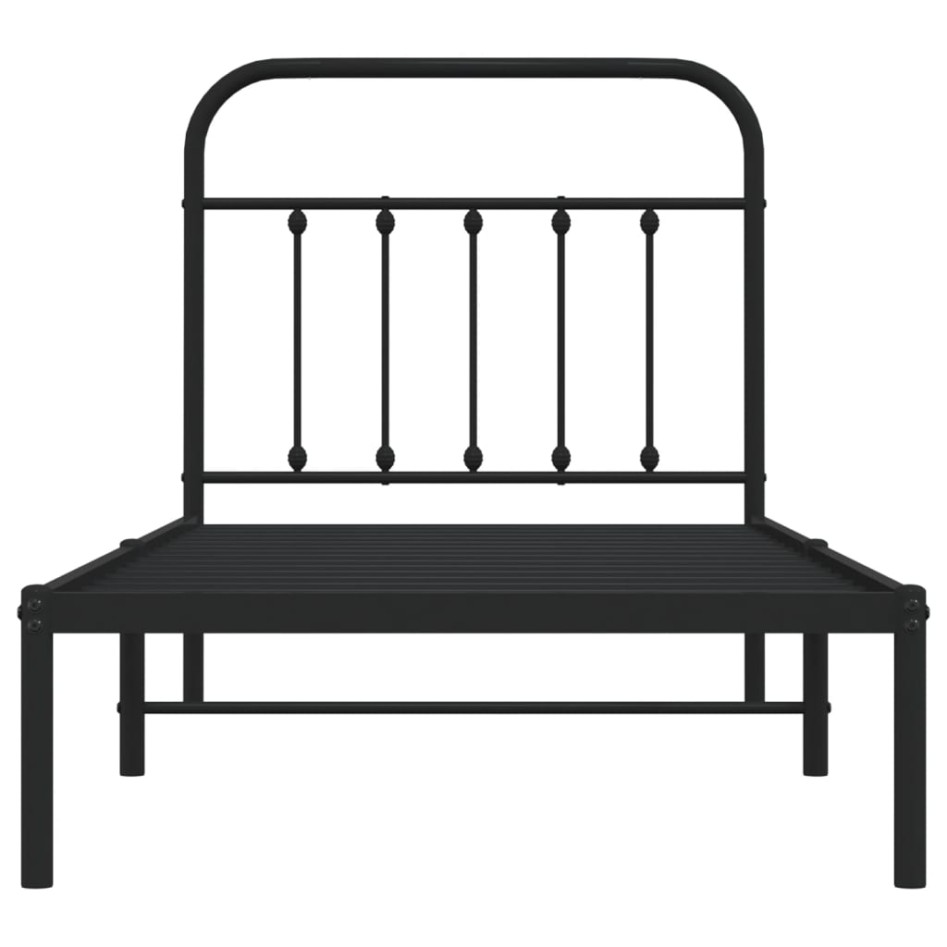 Estructura cama sin colchón con cabecero metal negro 90x190