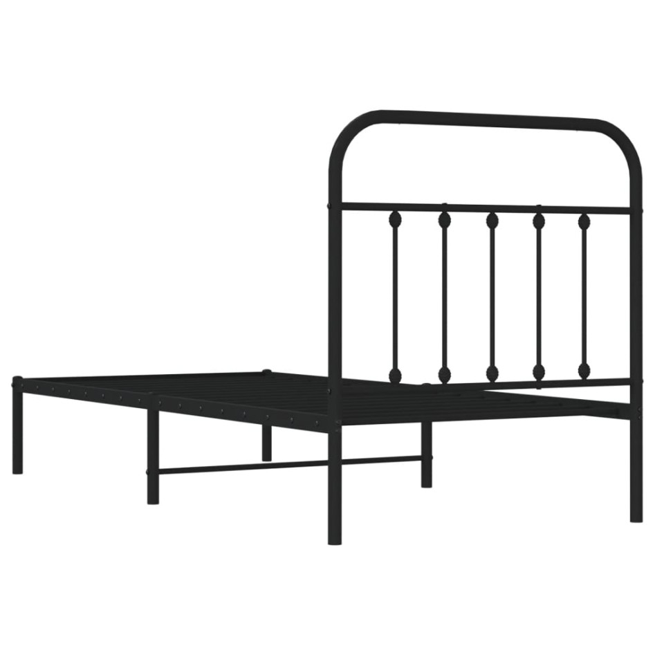 Estructura cama sin colchón con cabecero metal negro 90x190