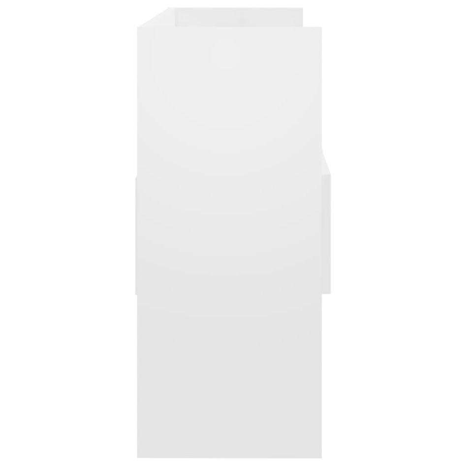 Aparador de madera contrachapada blanco brillante 105x30x70