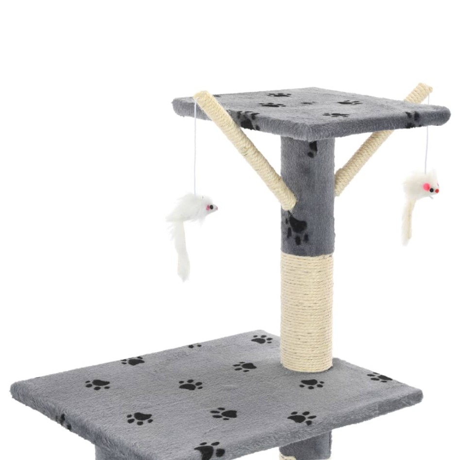 Rascador para gatos con poste de sisal 138 cm huellas