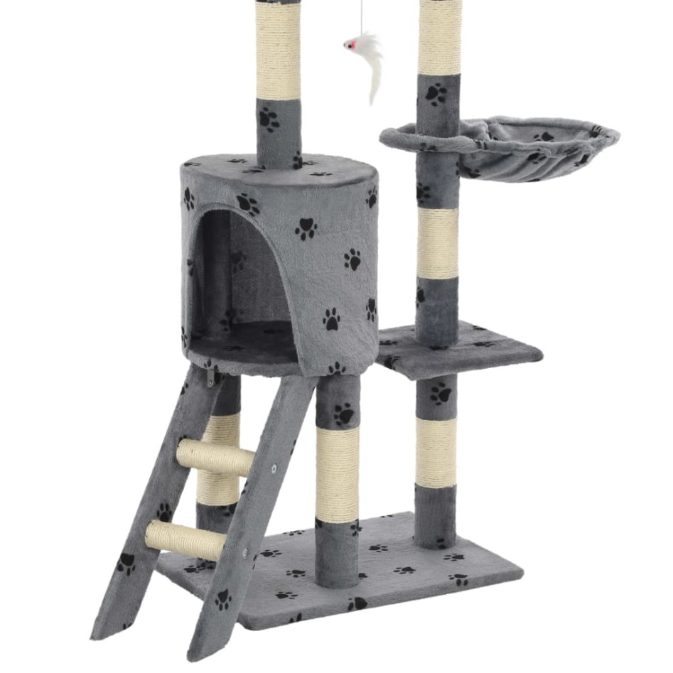 Rascador para gatos con poste de sisal 138 cm huellas