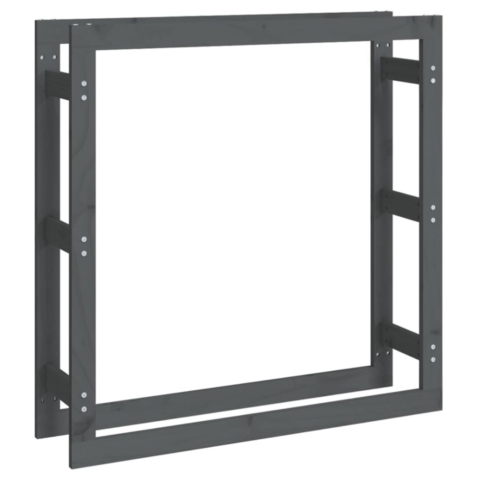 Estante para leña madera maciza de pino gris 100x25x100