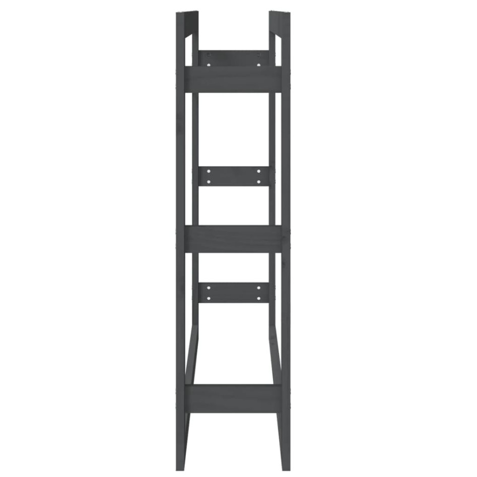 Estante para leña madera maciza de pino gris 100x25x100