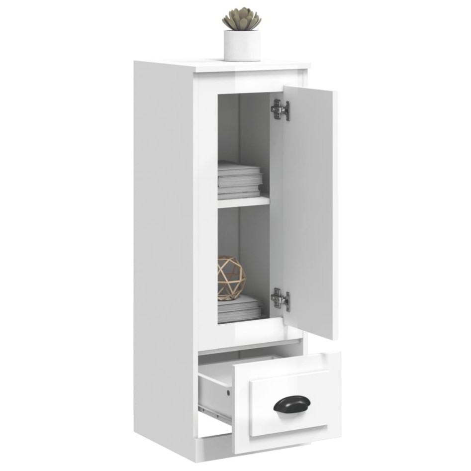 Aparador madera contrachapada blanco brillo 36x35,5x103,5