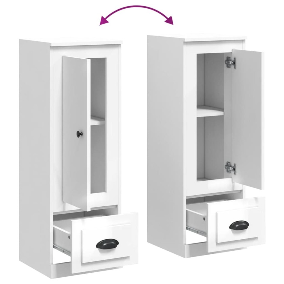 Aparador madera contrachapada blanco brillo 36x35,5x103,5