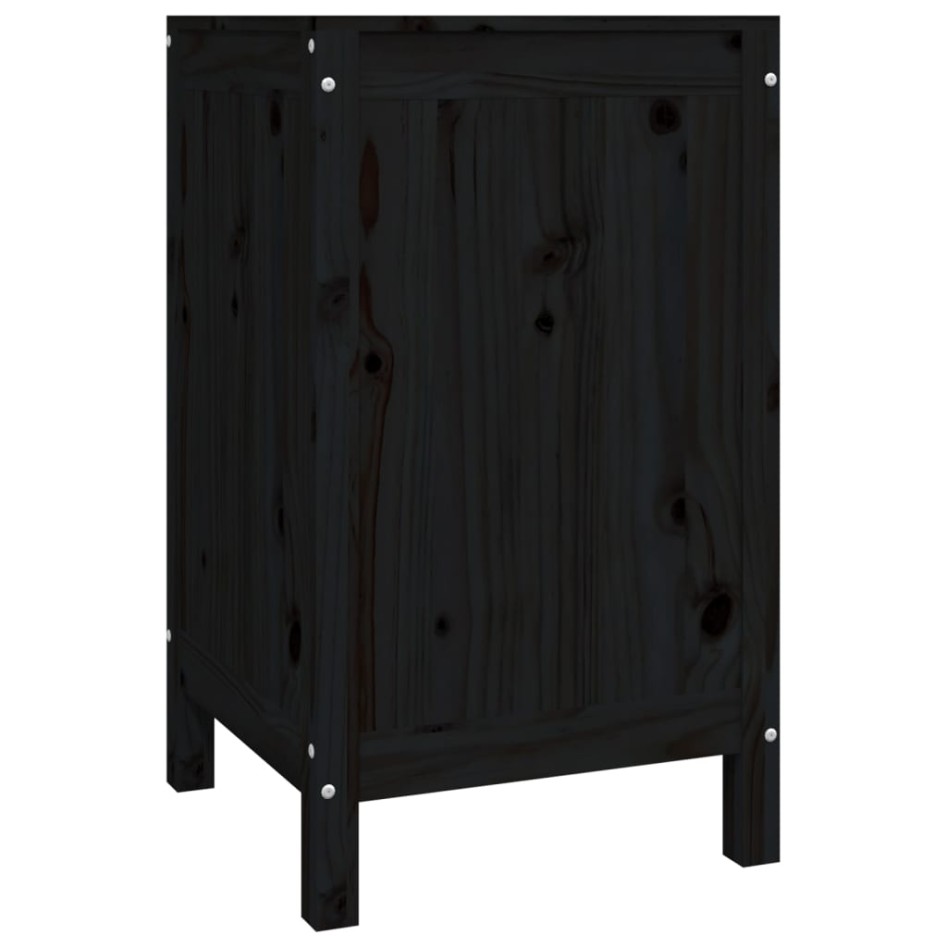 Baúl para la colada madera maciza de pino negro 44x44x76