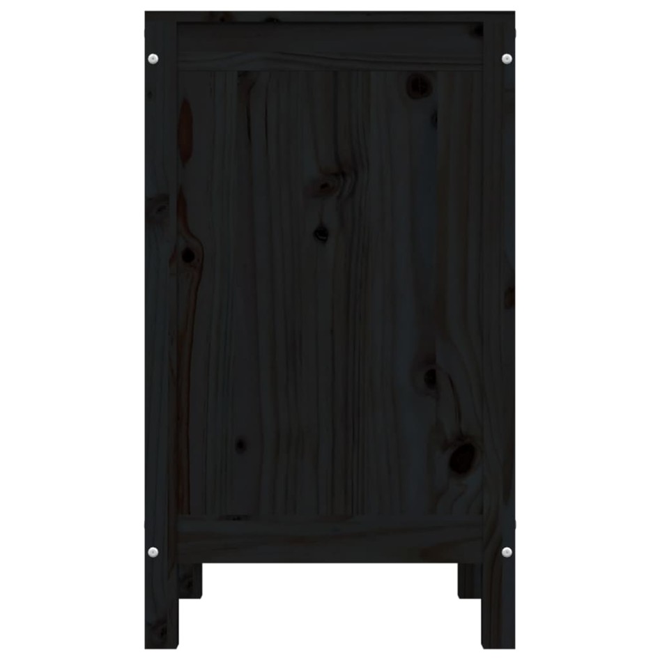 Baúl para la colada madera maciza de pino negro 44x44x76