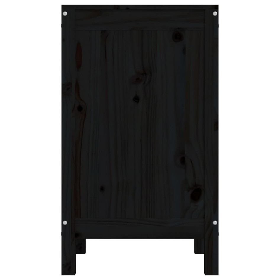 Baúl para la colada madera maciza de pino negro 44x44x76