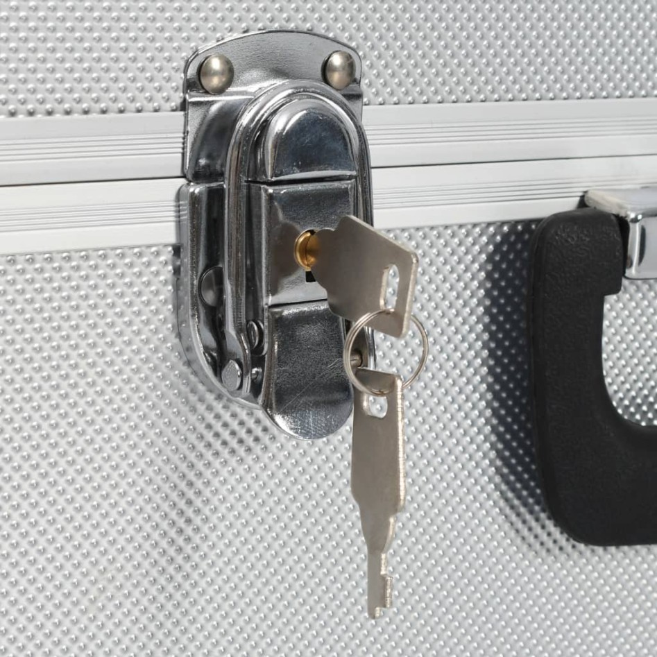 Caja de herramientas aluminio plateado 38x22,5x34