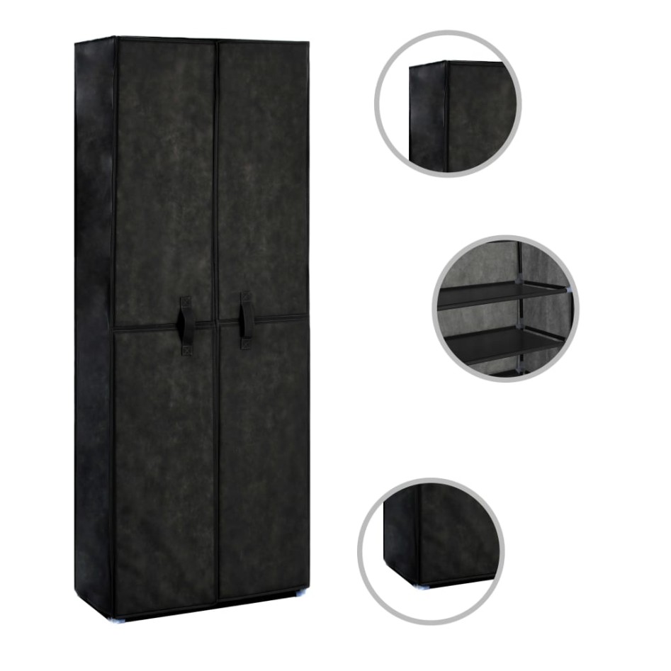 Mueble zapatero de tela con funda negro 60x30x166