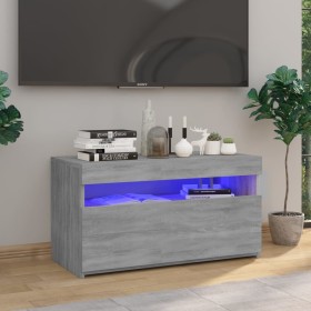 Mueble de TV con luces LED gris Sonoma 75x35x40