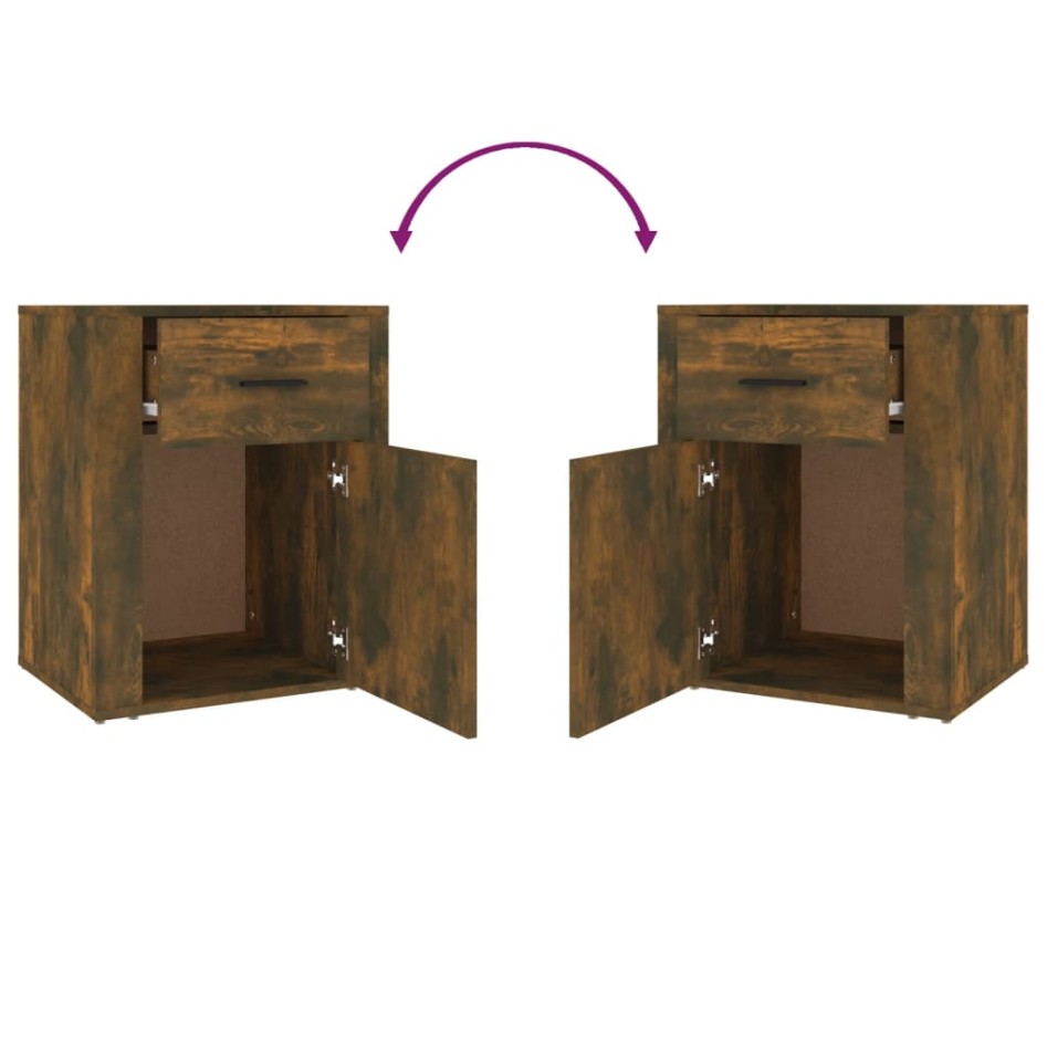 Mesita de noche madera contrachapada roble ahumado 50x36x60