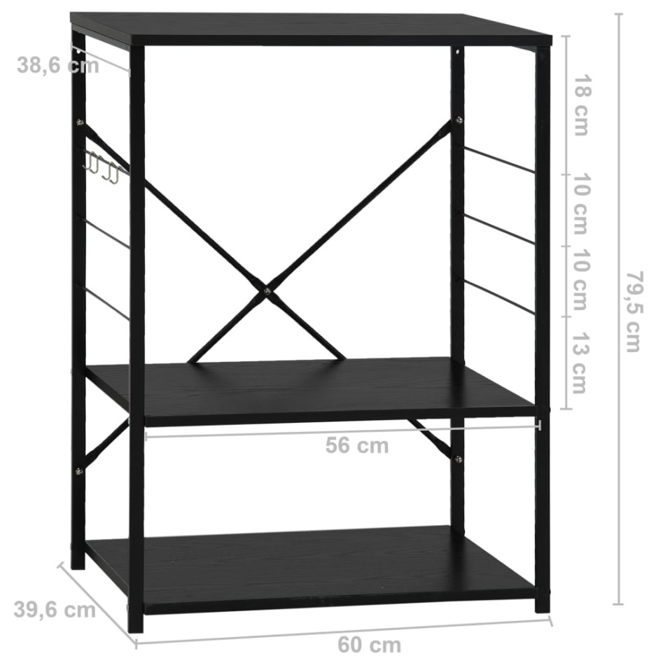 Armario para microondas madera ingeniería negro 60x39,6x79,5