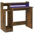 Escritorio con LED madera ingeniería roble ahumado 97x45x90