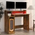 Escritorio con LED madera ingeniería roble ahumado 97x45x90
