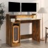Escritorio con LED madera ingeniería roble ahumado 97x45x90