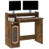 Escritorio con LED madera ingeniería roble ahumado 97x45x90