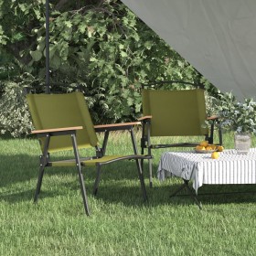 Sillas de camping 2 uds tela Oxford verde 54x55x78