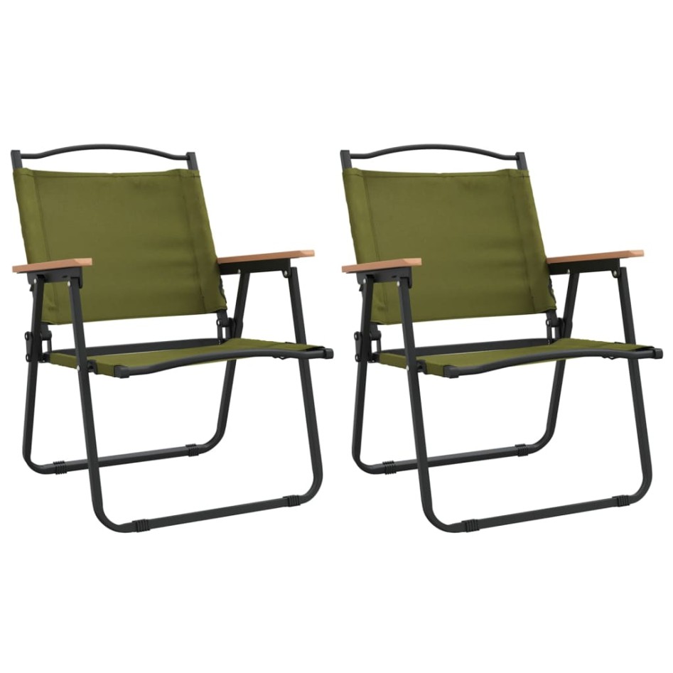 Sillas de camping 2 uds tela Oxford verde 54x55x78