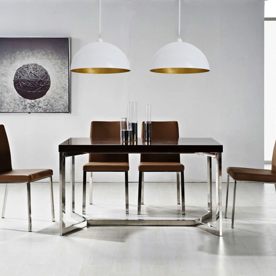 Lámpara de techo 2 uds altura ajustable semiesférica