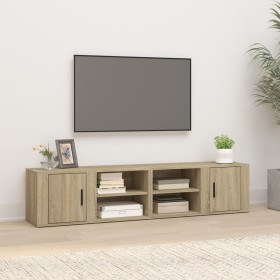 Mueble TV 2 uds madera contrachapada roble Sonoma 80x31,5x36