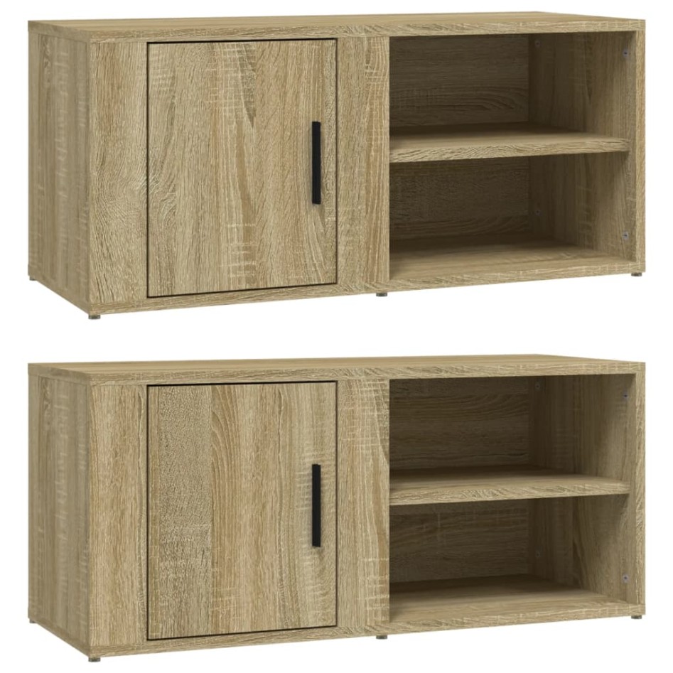Mueble TV 2 uds madera contrachapada roble Sonoma 80x31,5x36