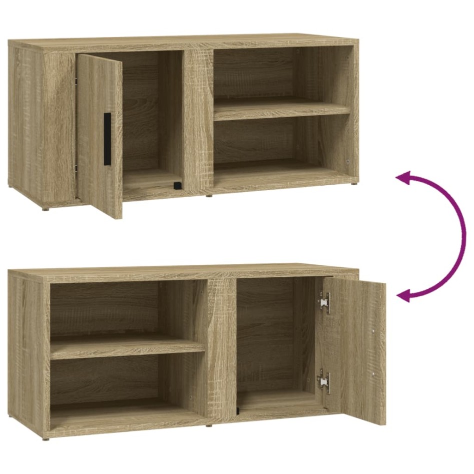 Mueble TV 2 uds madera contrachapada roble Sonoma 80x31,5x36